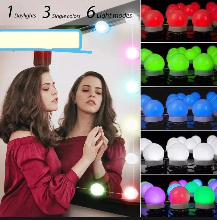 RGB - Colorful LED Mirror Lights Vanity (10 Bulbs).