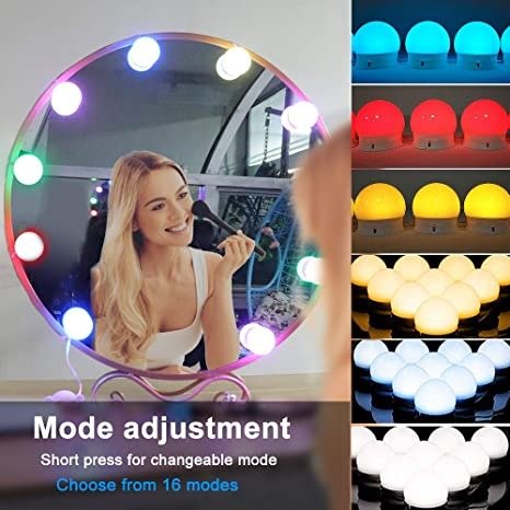 RGB - Colorful LED Mirror Lights Vanity (10 Bulbs).